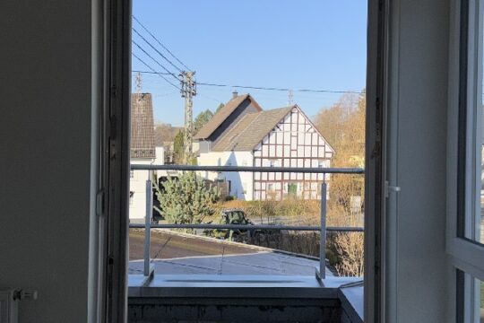 große Fenster mit ruhigem Blick in die Nachbarschaft Balkonzugang