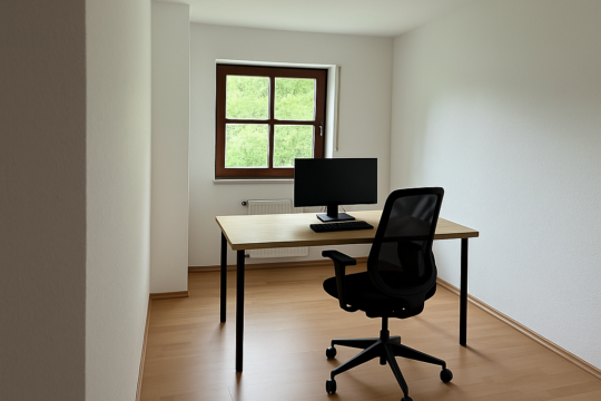 Arbeitszimmer KI unterstützt möbiliert